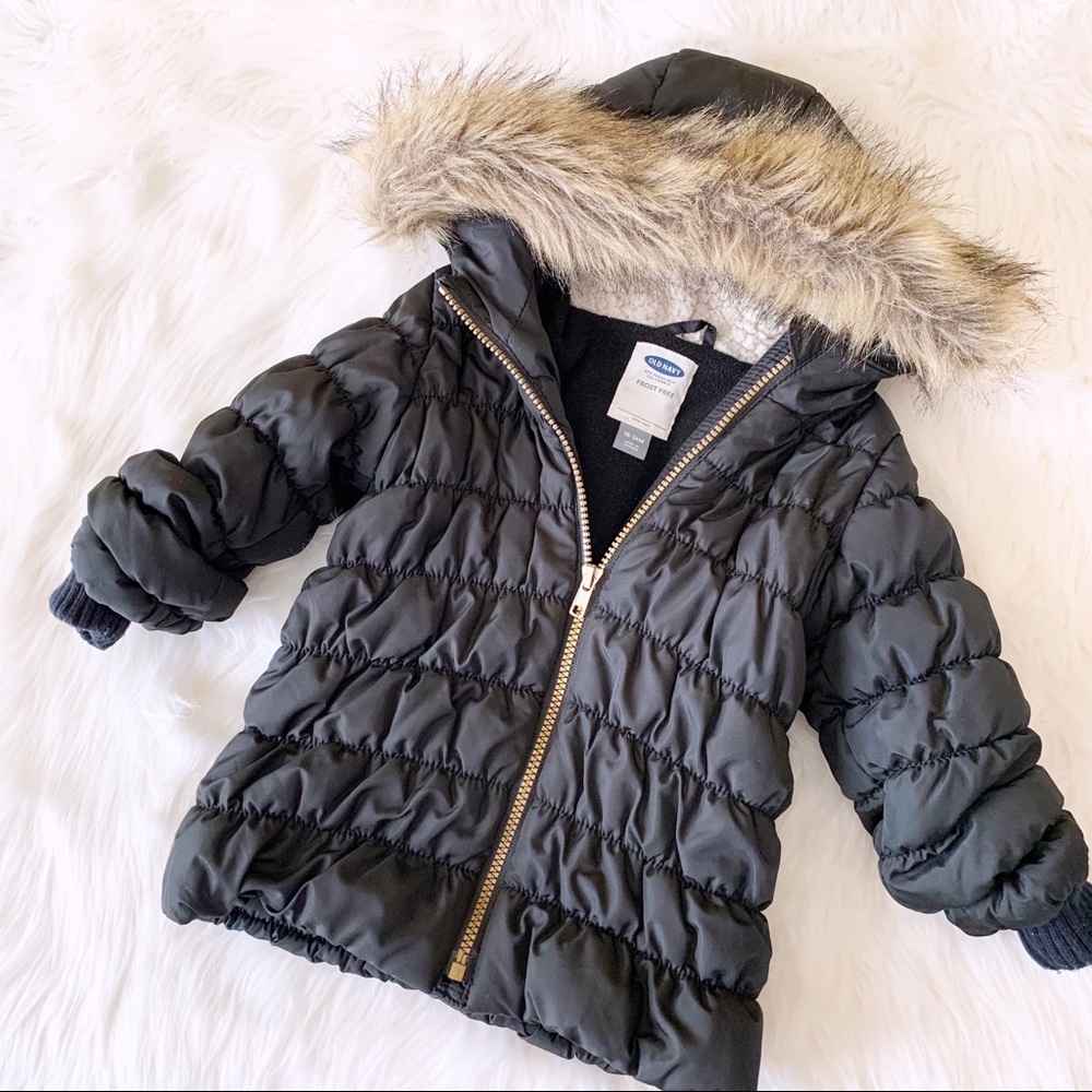 Old Navy Puffer Jacket Fur Trim